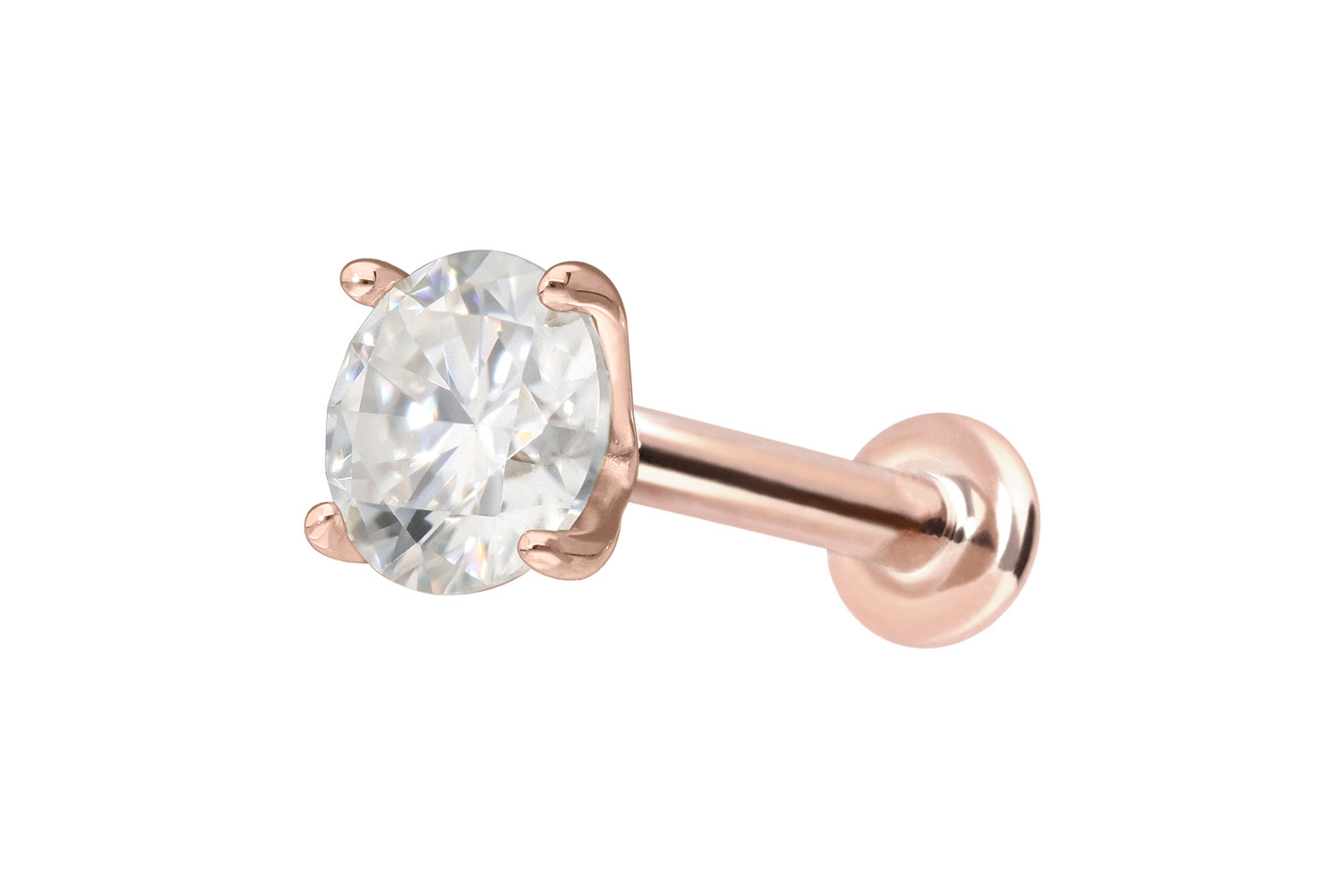 14 Karat Gold Labret Piercing mit Push Fit MOISSANIT